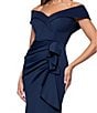 Xscape Stretch Off-the-Shoulder Short Sleeve Mermaid Ruffle Gown, Color:Midnight - Image 4
