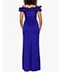 Color:Marine - Image 2 - Stretch Ruffle Off-the-Shoulder Ruched Back Gown