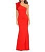 Xscape Stretch Scuba Crepe One Shoulder Ruffle Gown - Image 1