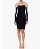 Color:Black Nude Silver - Image 1 - Stretch Square Neckline Beaded Long Sleeve Bodycon Dress