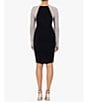 Color:Black Nude Silver - Image 2 - Stretch Square Neckline Beaded Long Sleeve Bodycon Dress