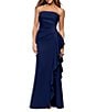 Xscape Suba Strapless Ruched Side Ruffle Sheath Dress, Color:Midnight - Image 4