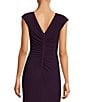 Color:Plum Stone - Image 4 - V-Neck Sleeveless Ruched Bodice Gown