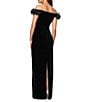 Xscape Velvet Off the Shoulder Ruffle Gown, Color:Black - Image 2