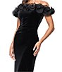 Xscape Velvet Off the Shoulder Ruffle Gown, Color:Black - Image 4