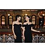 Xscape Velvet Off the Shoulder Ruffle Gown, Color:Black - Image 8