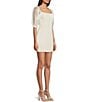 Color:Ivory - Image 3 - 3/4 Puff Sleeve Fitted Dress