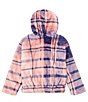 Color:Navy/Blush - Image 2 - Big Gils 7-16 Long Sleeve 3-Button Placket Hoodie
