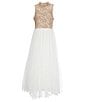 Xtraordinary Big Girls Beaded-Lace Bodice Tulle Skirt Long Social Dress, Color:Cappuccino - Image 1
