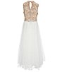Xtraordinary Big Girls Beaded-Lace Bodice Tulle Skirt Long Social Dress, Color:Cappuccino - Image 2