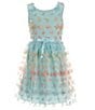 Color:Mint/Coral - Image 1 - Big Girls 7-16 Butterfly-Appliqued Tulle Fit & Flare Dress