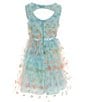 Color:Mint/Coral - Image 2 - Big Girls 7-16 Butterfly-Appliqued Tulle Fit & Flare Dress