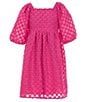 Color:Hot Pink - Image 1 - Big Girls 7-16 Clip-Dot Textured Babydoll Dress