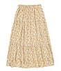Color:Tan/Rust - Image 1 - Big Girls 7-16 Ditsy-Floral Tiered Long Skirt