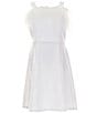Color:White - Image 1 - Big Girls 7-16 Faux-Feather-Trimmed Dress