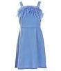Color:Periwinkle - Image 1 - Big Girls 7-16 Faux-Feather-Trimmed Dress