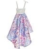 Color:Periwinkle/Pink - Image 2 - Big Girls 7-16 Lace/Floral Fit & Flare Dress