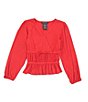 Color:Red - Image 1 - Big Girls 7-16 Long-Sleeve Cinched Top