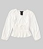 Color:Ivory - Image 1 - Big Girls 7-16 Long-Sleeve Cinched Top
