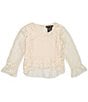 Color:Ivory - Image 1 - Big Girls 7-16 Long Sleeve Lace Top