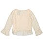 Color:Ivory - Image 2 - Big Girls 7-16 Long Sleeve Lace Top