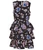 Color:Navy/Lavender - Image 4 - Big Girls 7-16 Long Sleeve Solid Shrug & Sleeveless Floral-Printed Fit & Flare Dress Set