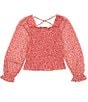 Color:Red/Ivory - Image 1 - Big Girls 7-16 Long Sleeve Square Neck Floral Top