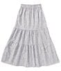 Color:White/Black - Image 2 - Big Girls 7-16 Printed Tiered Long Skirt