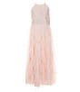 Color:Blush - Image 1 - Big Girls 7-16 Rhinestone-Embellished Bodice/Tulle-Skirted Long Dress