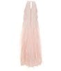 Color:Blush - Image 2 - Big Girls 7-16 Rhinestone-Embellished Bodice/Tulle-Skirted Long Dress