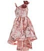 Color:Rose/Pink - Image 1 - Big Girls 7-16 Rosette Shoulder High-Low Hem Fit & Flare Dress