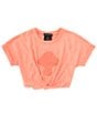 Color:Coral - Image 1 - Big Girls 7-16 Short-Sleeve Mushroom-Applique Top
