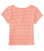 Color:Coral/Fuchsia - Image 2 - Big Girls 7-16 Short-Sleeve Striped Henley Top