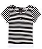 Color:Black/White - Image 1 - Big Girls 7-16 Short-Sleeve Striped Henley Top