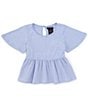 Color:Periwinkle - Image 1 - Big Girls 7-16 Short Sleeve Wide Hem Tunic Top