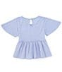 Color:Periwinkle - Image 2 - Big Girls 7-16 Short Sleeve Wide Hem Tunic Top