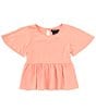 Color:Dusty Coral - Image 1 - Big Girls 7-16 Short Sleeve Wide Hem Tunic Top