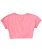 Color:Pink - Image 2 - Big Girls 7-16 Short Sleve Heart-Appliqued Tie-Front Top