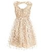 Color:Ivory/Gold - Image 2 - Big Girls 7-16 Sleeveless Butterfly-Applique Fit & Flare Dress