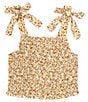 Color:Tan/Rust - Image 1 - Big Girls 7-16 Sleeveless Ditsy-Floral Smocked Tank Top