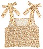 Color:Tan/Rust - Image 2 - Big Girls 7-16 Sleeveless Ditsy-Floral Smocked Tank Top