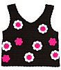 Color:Black/Fuchsia - Image 1 - Big Girls 7-16 Sleeveless Floral-Crocheted Tank Top
