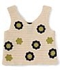 Color:White/Blue - Image 1 - Big Girls 7-16 Sleeveless Floral-Crocheted Tank Top