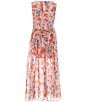 Color:Blush/Coral - Image 2 - Big Girls 7-16 Sleeveless Floral-Printed Walk-Through Long Dress