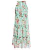 Color:Mint/Blush - Image 2 - Big Girls 7-16 Sleeveless Floral Tiered Midi Dress