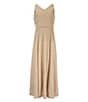 Color:Salmon/Silver - Image 1 - Big Girls 7-16 Sleeveless Glitter-Accented Long Dress