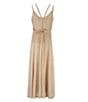 Color:Salmon/Silver - Image 2 - Big Girls 7-16 Sleeveless Glitter-Accented Long Dress