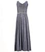Color:Cobalt/Silver - Image 1 - Big Girls 7-16 Sleeveless Glitter-Accented Long Dress