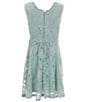 Color:Seafoam - Image 2 - Big Girls 7-16 Sleeveless Lace-Patterned Fit & Flare Dress