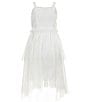 Color:Off-White - Image 1 - Big Girls 7-16 Sleeveless Lace-To-Mesh Fit-And-Flare Dress